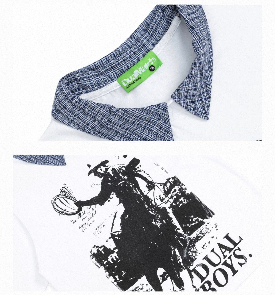 レイヤード風 衿付きグラフィックTシャツ
