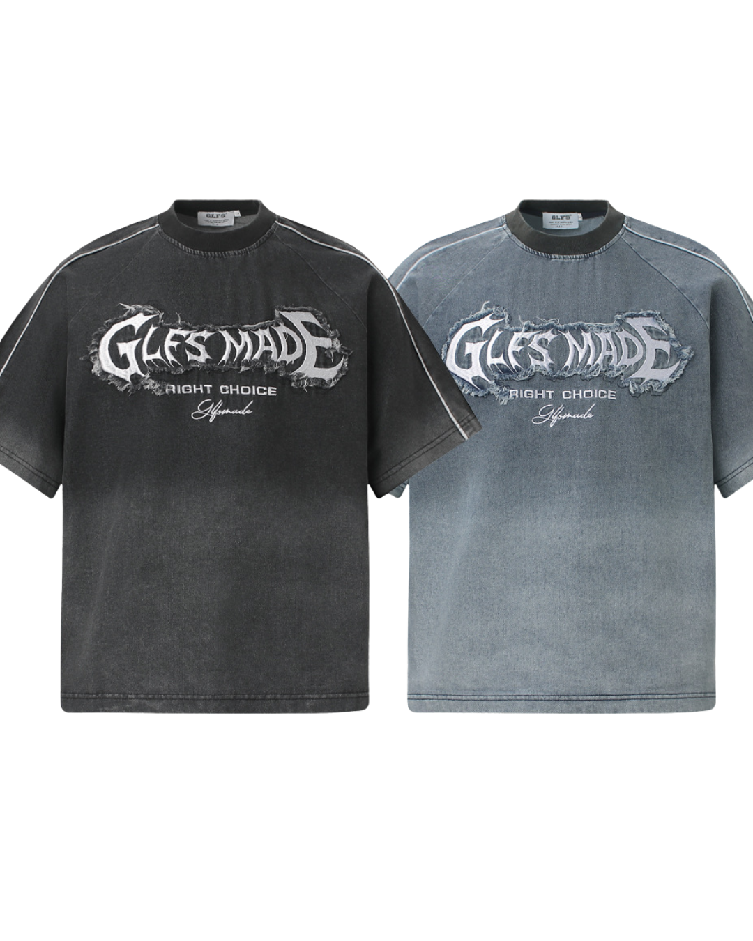 ウォッシュド加工 ラグランダメージロゴTシャツ