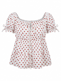 《泰國製造》紅白波點綁帶上衣