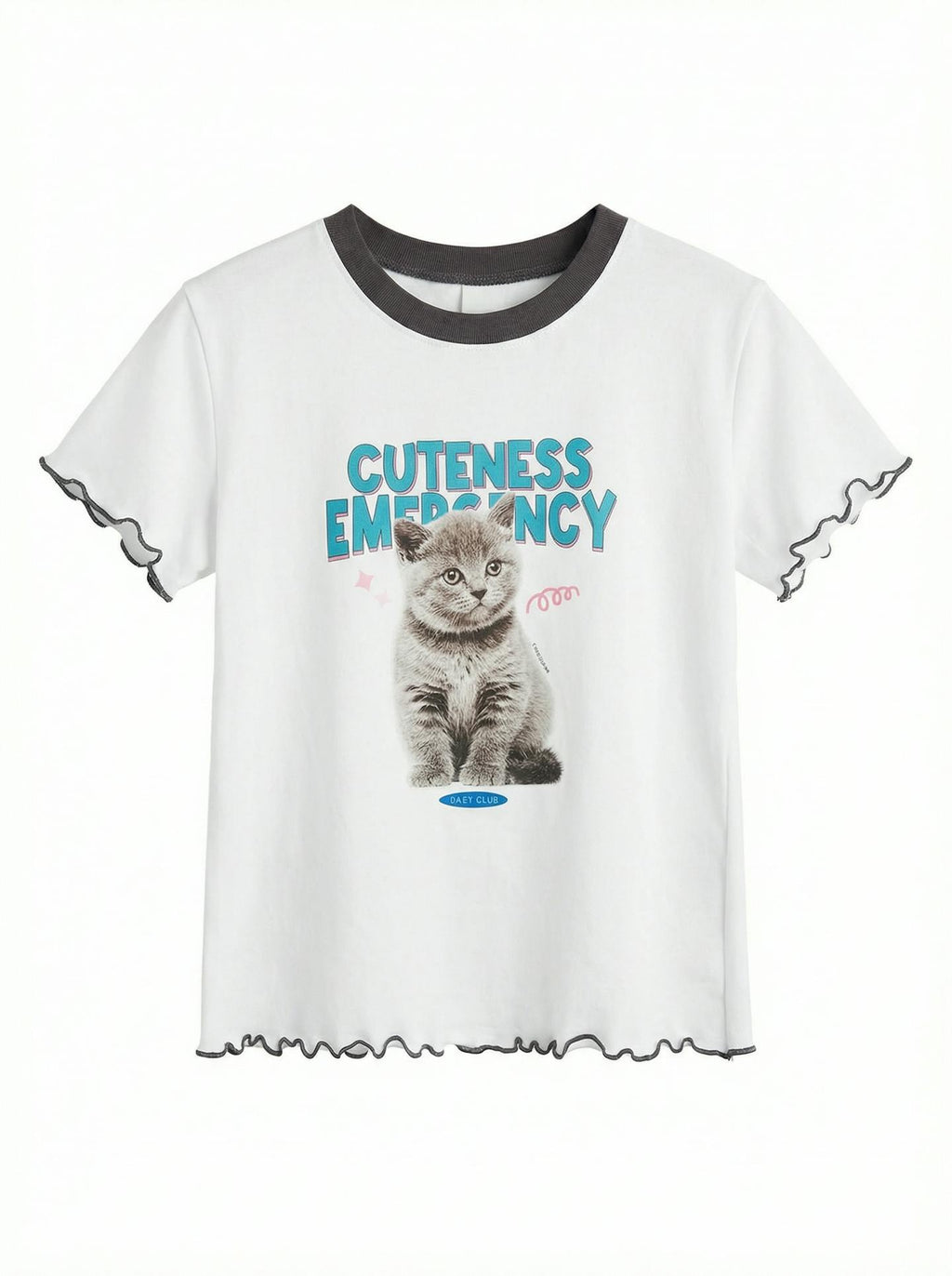 《泰國製造》*online優惠* 小貓圖案木耳邊tee